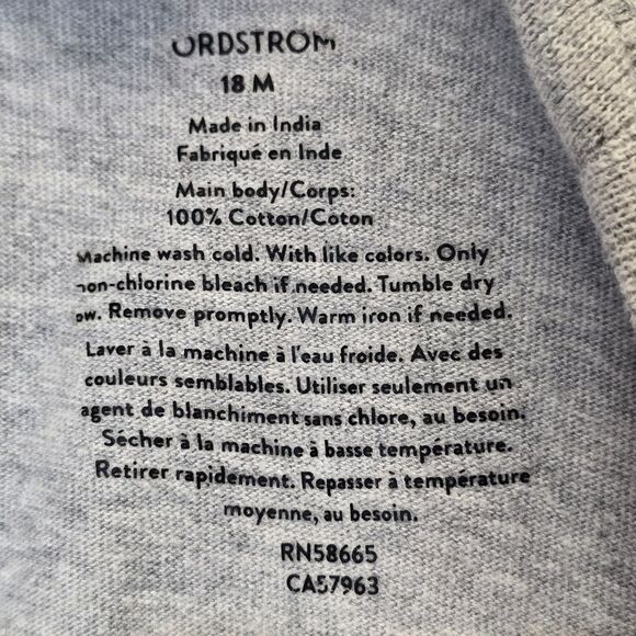 Nordstrom Toddler Heather Grey Crew Neck Short Sleeve 100% Cotton T-shirt 18M - Picture 8 of 10